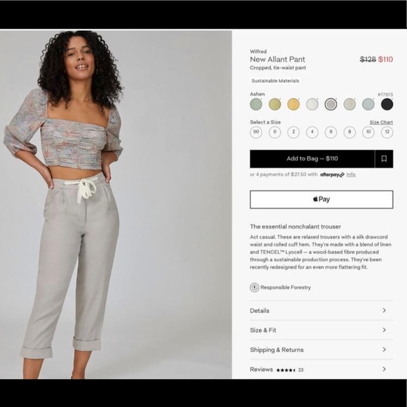 Aritzia Wilfred linen pants sz 4 - Picture 5 of 5